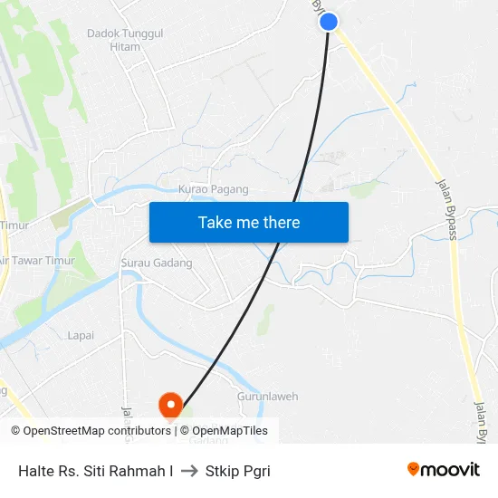 Halte Rs. Siti Rahmah I to Stkip Pgri map