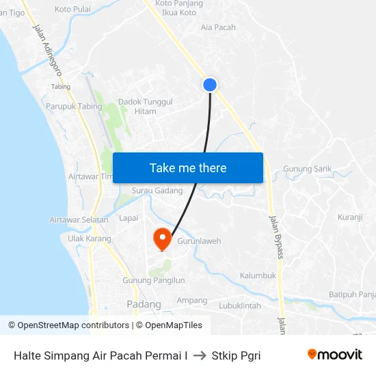 Halte Simpang Air Pacah Permai I to Stkip Pgri map