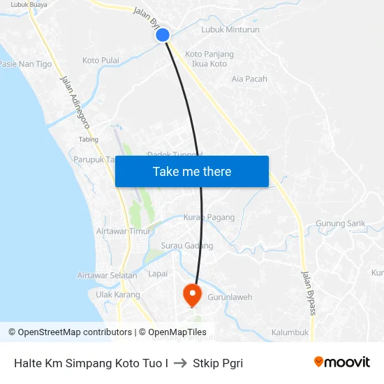 Halte Km Simpang Koto Tuo I to Stkip Pgri map