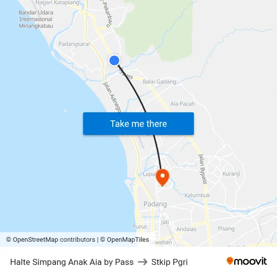 Halte Simpang Anak Aia by Pass to Stkip Pgri map
