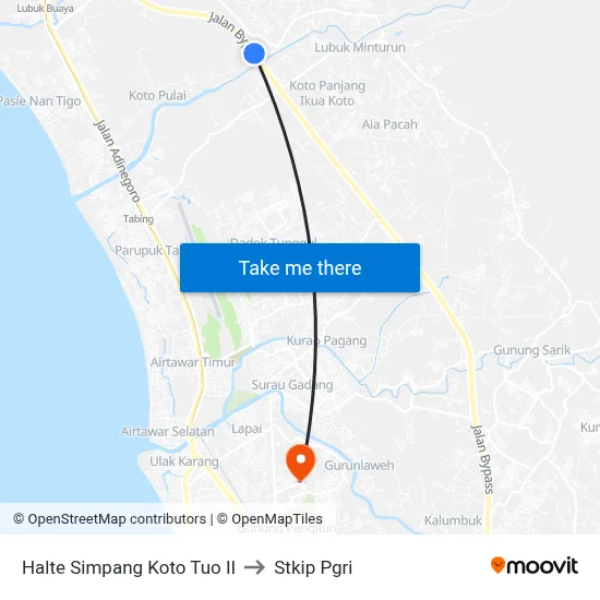 Halte Simpang Koto Tuo II to Stkip Pgri map