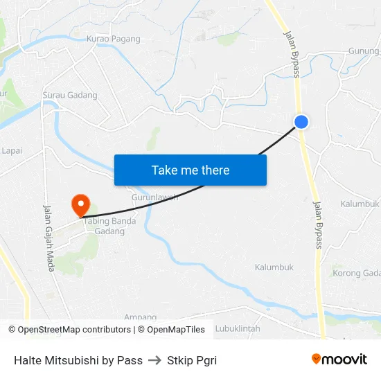 Halte Mitsubishi by Pass to Stkip Pgri map