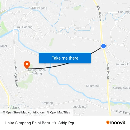 Halte Simpang Balai Baru to Stkip Pgri map