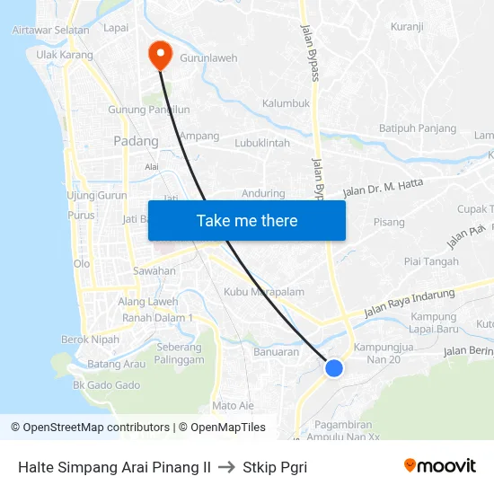 Halte Simpang Arai Pinang II to Stkip Pgri map
