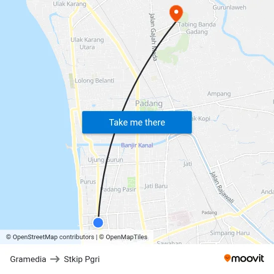 Gramedia to Stkip Pgri map