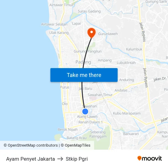 Ayam Penyet Jakarta to Stkip Pgri map