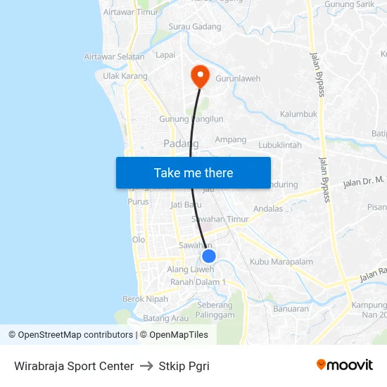 Wirabraja Sport Center to Stkip Pgri map