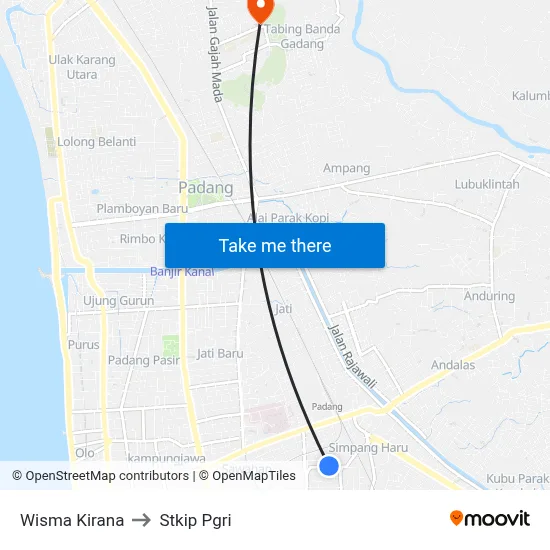 Wisma Kirana to Stkip Pgri map