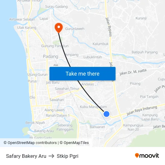 Safary Bakery Aru to Stkip Pgri map
