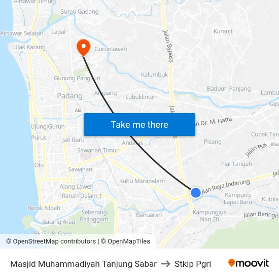 Masjid Muhammadiyah Tanjung Sabar to Stkip Pgri map
