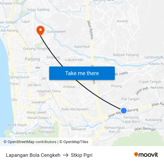 Lapangan Bola Cengkeh to Stkip Pgri map