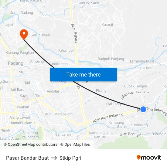 Pasar Bandar Buat to Stkip Pgri map