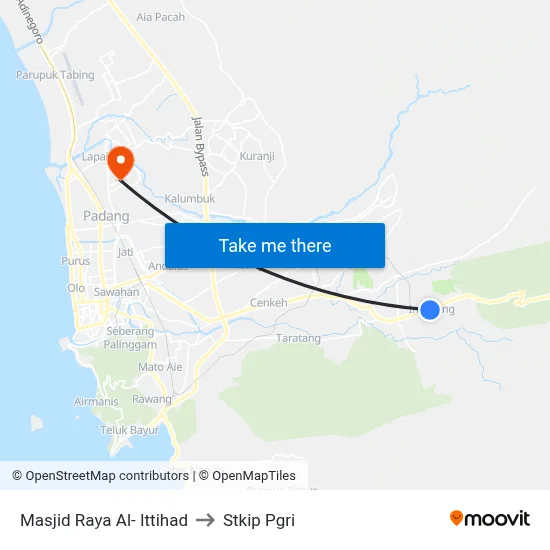 Masjid Raya Al- Ittihad to Stkip Pgri map