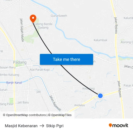 Masjid Kebenaran to Stkip Pgri map