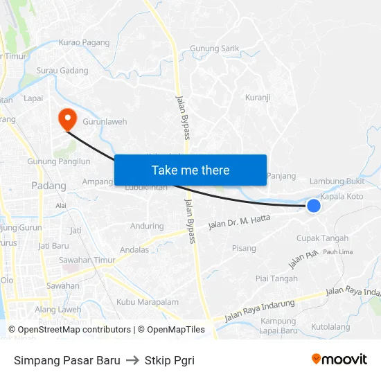 Simpang Pasar Baru to Stkip Pgri map