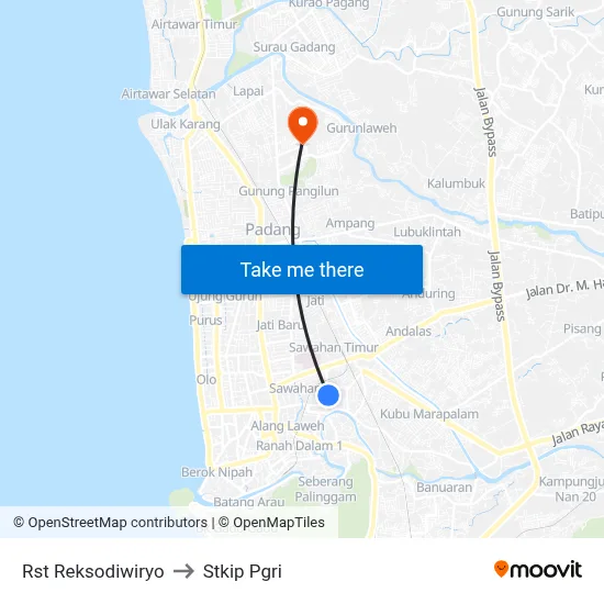 Rst Reksodiwiryo to Stkip Pgri map