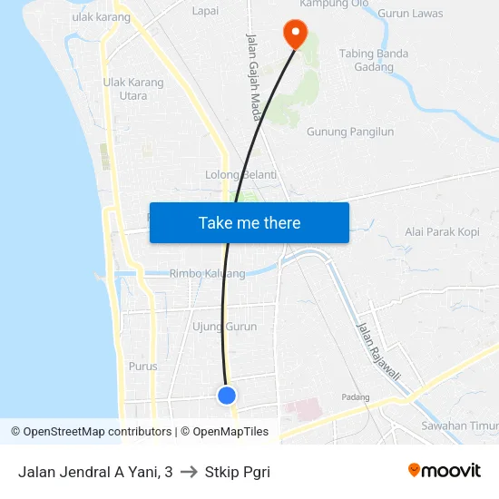 Jalan Jendral A Yani, 3 to Stkip Pgri map