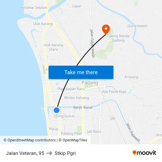 Jalan Veteran, 95 to Stkip Pgri map