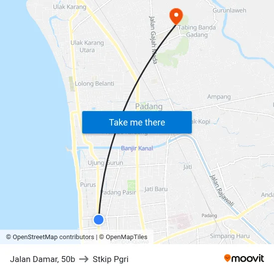 Jalan Damar, 50b to Stkip Pgri map