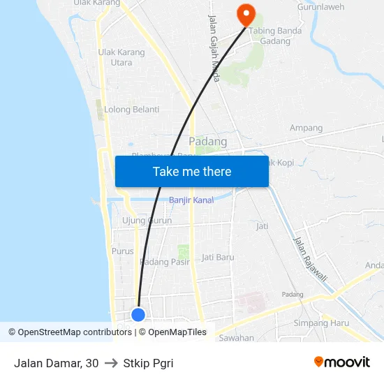 Jalan Damar, 30 to Stkip Pgri map