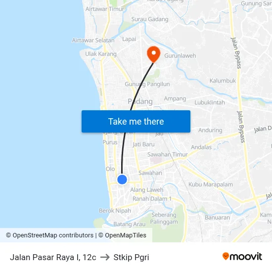 Jalan Pasar Raya I, 12c to Stkip Pgri map