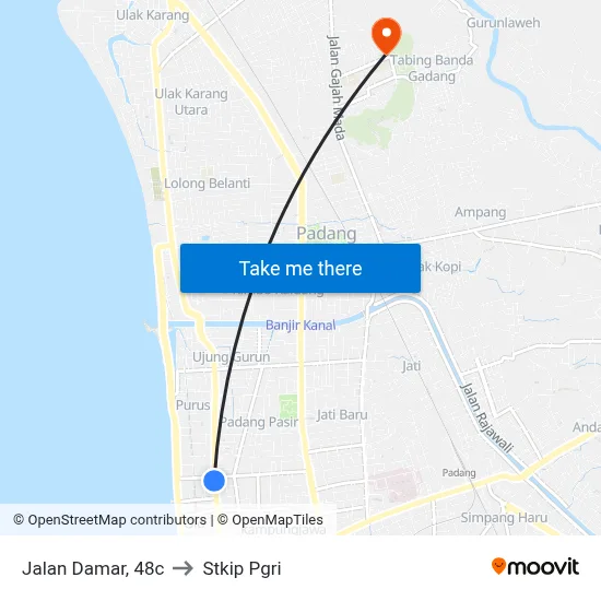 Jalan Damar, 48c to Stkip Pgri map