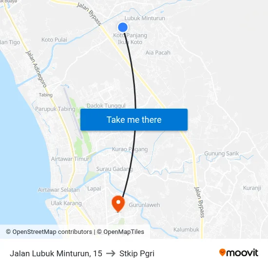 Jalan Lubuk Minturun, 15 to Stkip Pgri map