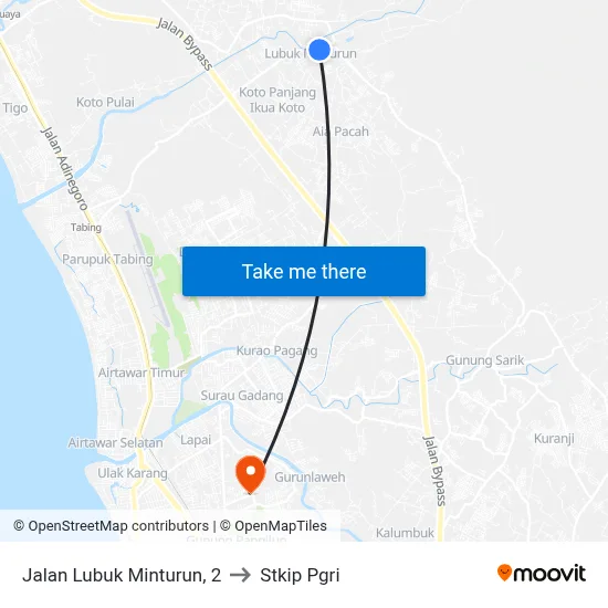 Jalan Lubuk Minturun, 2 to Stkip Pgri map