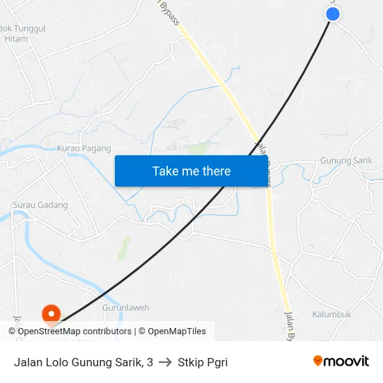 Jalan Lolo Gunung Sarik, 3 to Stkip Pgri map