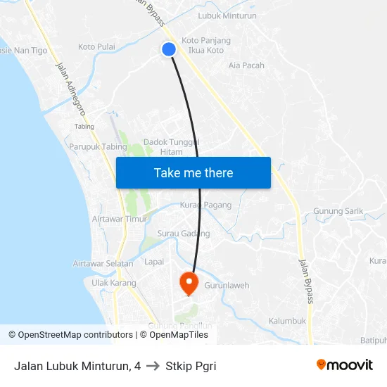 Jalan Lubuk Minturun, 4 to Stkip Pgri map