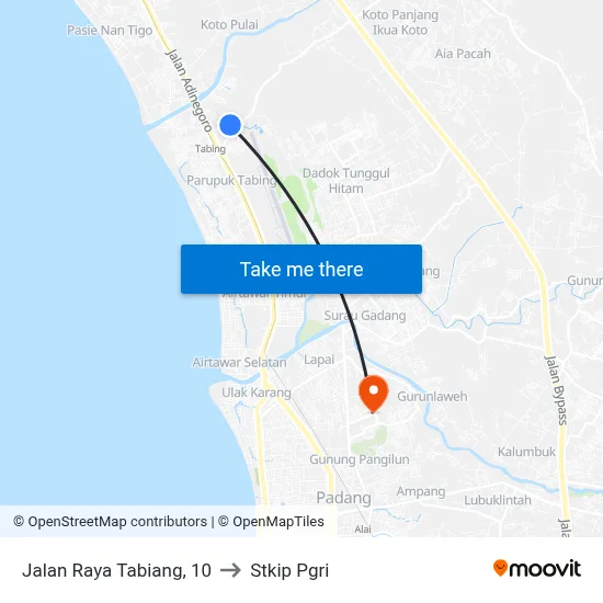 Jalan Raya Tabiang, 10 to Stkip Pgri map