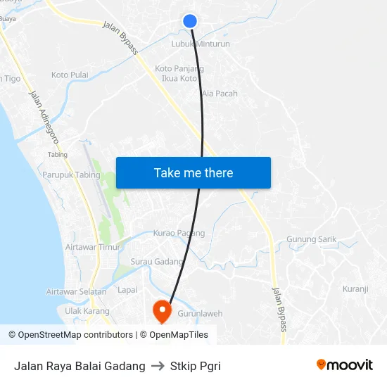 Jalan Raya Balai Gadang to Stkip Pgri map
