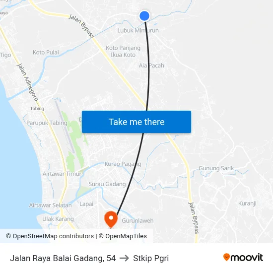 Jalan Raya Balai Gadang, 54 to Stkip Pgri map