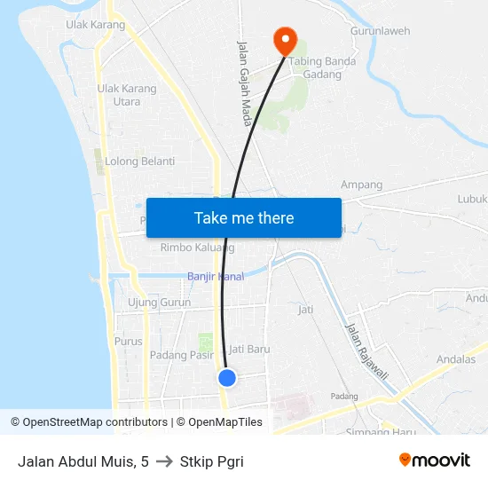 Jalan Abdul Muis, 5 to Stkip Pgri map