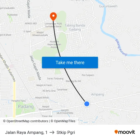 Jalan Raya Ampang, 1 to Stkip Pgri map