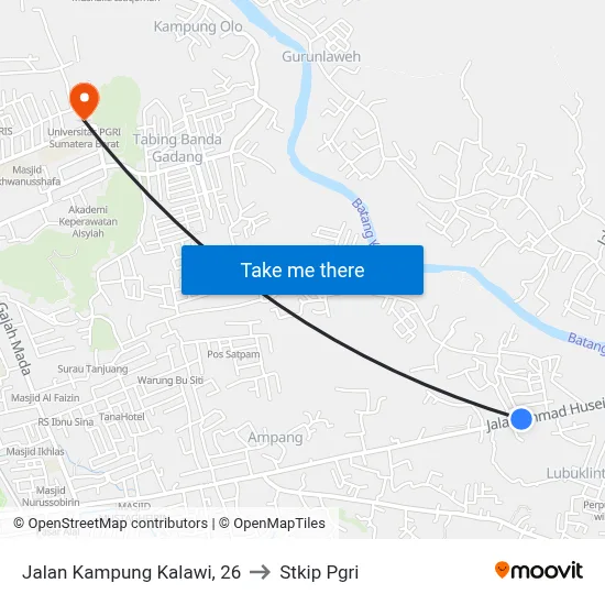 Jalan Kampung Kalawi, 26 to Stkip Pgri map