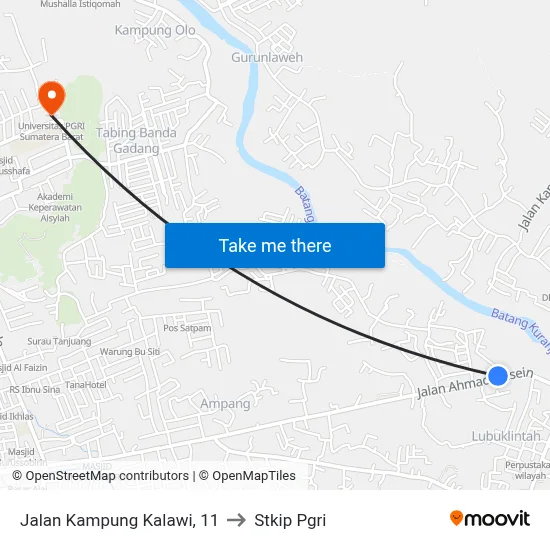Jalan Kampung Kalawi, 11 to Stkip Pgri map