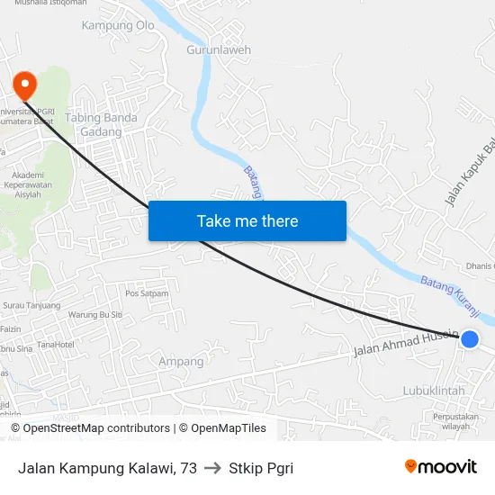 Jalan Kampung Kalawi, 73 to Stkip Pgri map