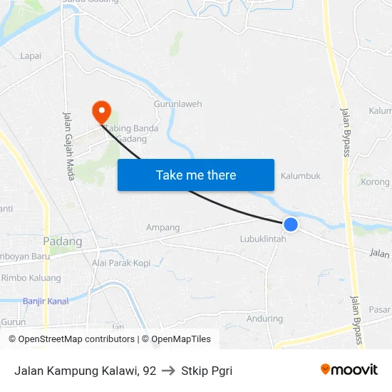 Jalan Kampung Kalawi, 92 to Stkip Pgri map