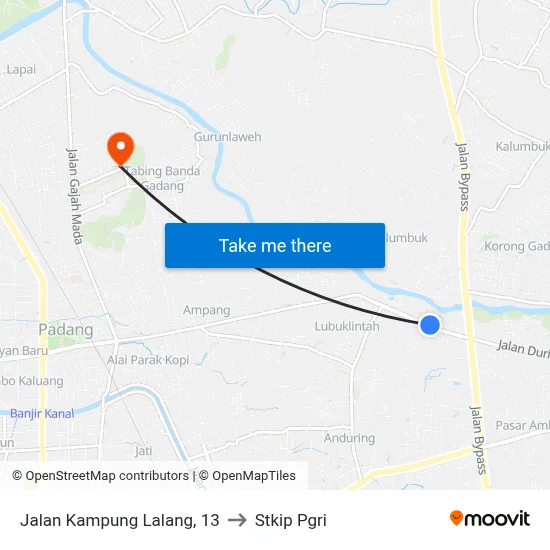 Jalan Kampung Lalang, 13 to Stkip Pgri map