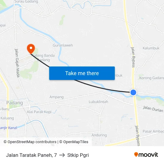 Jalan Taratak Paneh, 7 to Stkip Pgri map