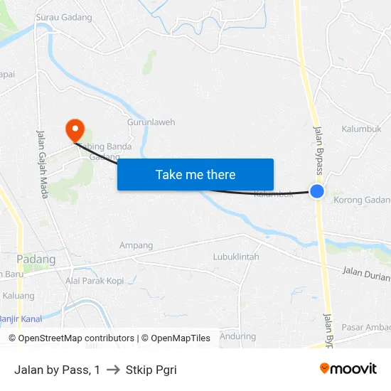 Jalan by Pass, 1 to Stkip Pgri map