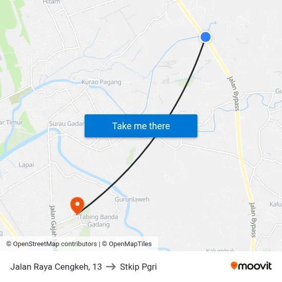 Jalan Raya Cengkeh, 13 to Stkip Pgri map