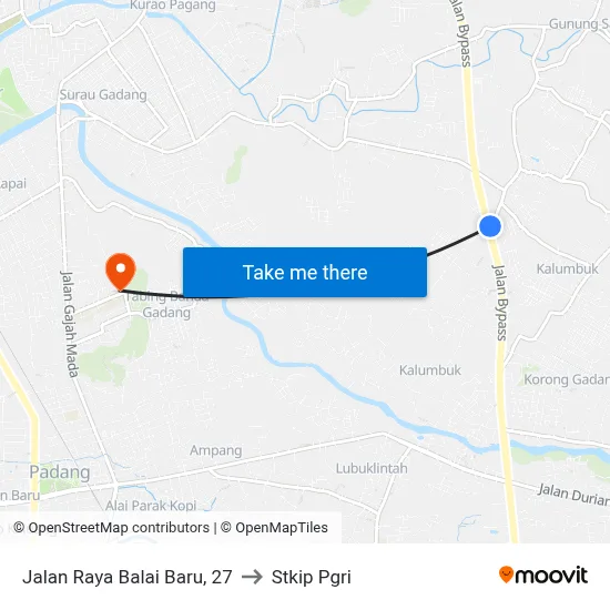 Jalan Raya Balai Baru, 27 to Stkip Pgri map