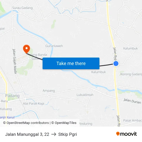 Jalan Manunggal 3, 22 to Stkip Pgri map