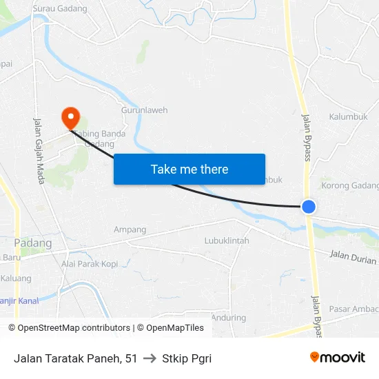 Jalan Taratak Paneh, 51 to Stkip Pgri map