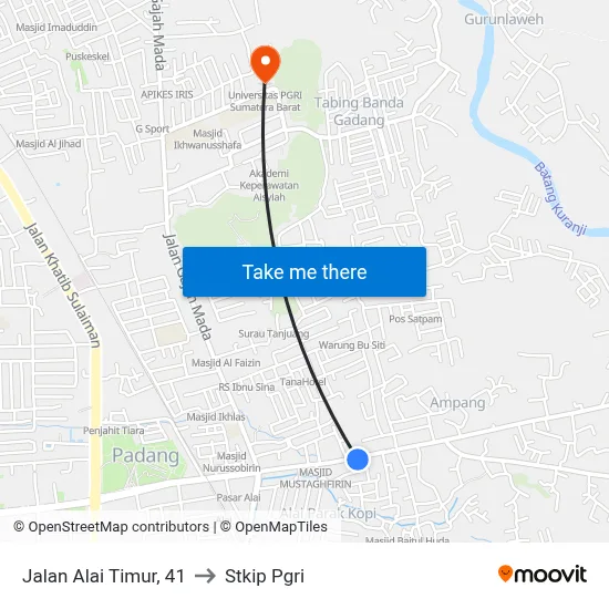 Jalan Alai Timur, 41 to Stkip Pgri map