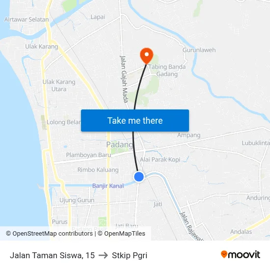 Jalan Taman Siswa, 15 to Stkip Pgri map