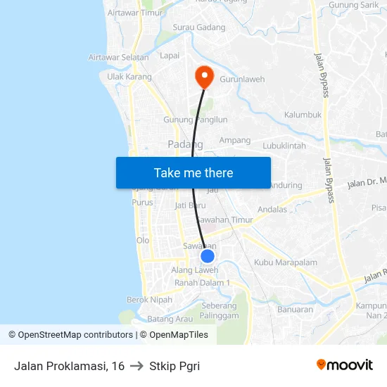 Jalan Proklamasi, 16 to Stkip Pgri map
