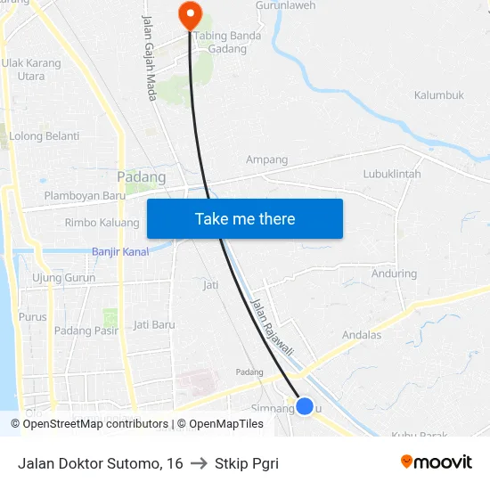 Jalan Doktor Sutomo, 16 to Stkip Pgri map